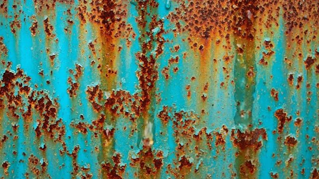 Rusty turquoise metal texture, abstract background