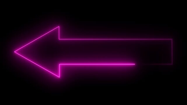 neon directional arrow icon animation black background. glowing arrow shaped neon sign. Neon arrow symbol icon. Directional sign arrow.