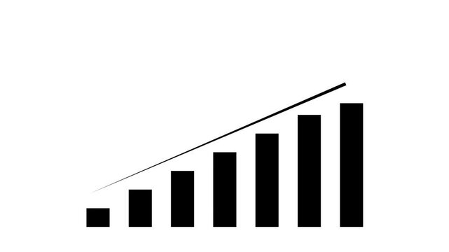 Business growth concept in graph chart showing marketing sales profit increasing to future target. business graph success animation arrow on white background.4k animation video