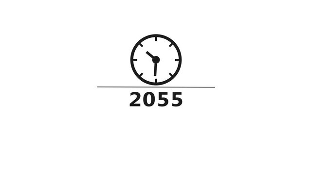 Counting clock animation. Counting new year's clock number. Counting years from 2026 to 2083 animation.