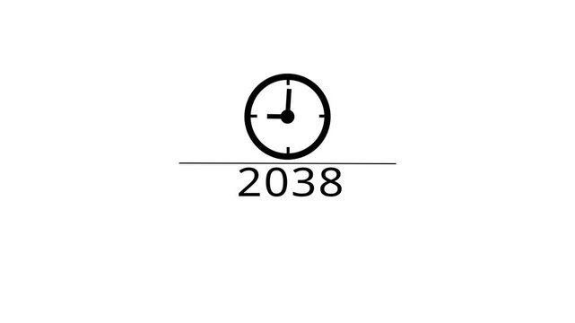 Counting clock animation. Counting new year's clock number. Counting years from 2026 to 2049 animation.