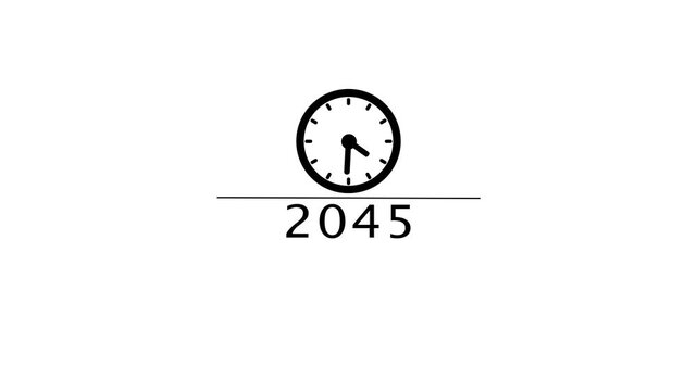 Counting clock animation. Counting new year's clock number. Counting years from 2026 to 2063 animation.