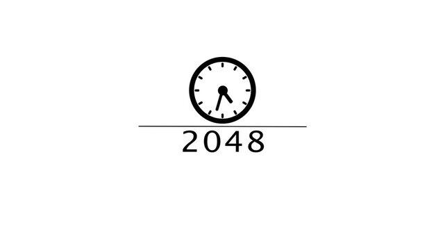 Counting clock animation. Counting new year's clock number. Counting years from 2026 to 2070 animation.