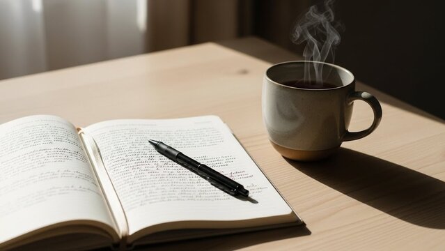 Digital Detox Moment with Journal and Tea