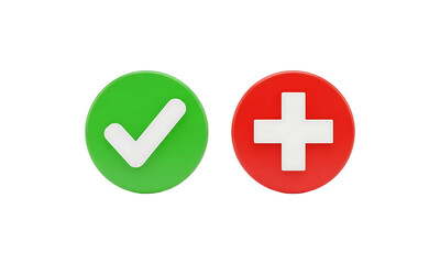 Fototapeta premium Green Check Mark And Red Cross Icons