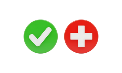 Green Check Mark And Red Cross Icons