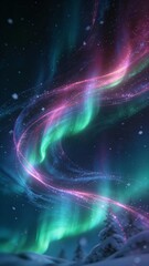 Aurora borealis northern lights with colorful waves in night sky

