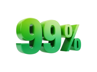 3d Green Number 99 Percent Sign