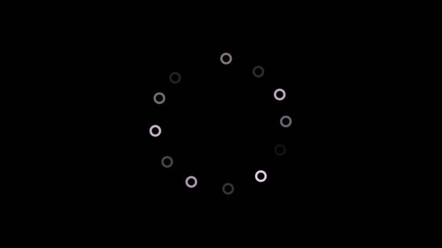 Animated spinning waiting icon on black background. Loading circle animation. Seamless Loop and animated circle loading gif video icon.
