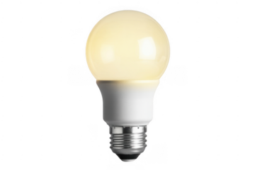 Glowing light bulb with white base glowing bulb light source isolated on a transparent background