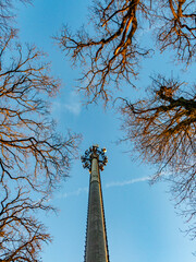 Funk und Sendemast im Wald