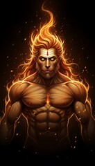Fototapeta premium Sacred Glow: Lord Hanuman in Meditative Deep Repose
