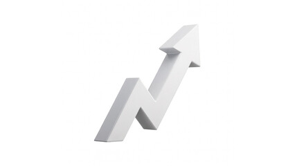 White 3d zigzag arrow pointing upwards symbolizing growth and positive trend