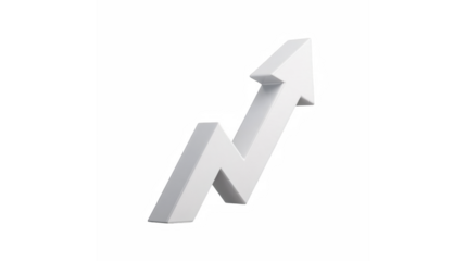 White 3d zigzag arrow pointing upwards symbolizing growth and positive trend