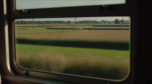 Silhueta de um jovem refletida na janela de um trem durante sua viagem de trem