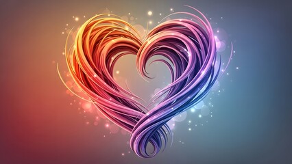 Vibrant abstract heart shape with glowing particles