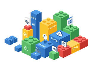 Naklejka premium 3D Digital Data Blocks and Cloud Storage Concepts for Technology and Cloud Computing