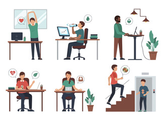 People Engaging in Work and Communication Activities in an Indoor Environment