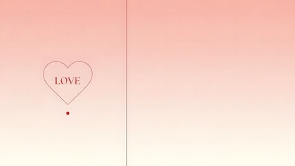 Minimalist heart shape with the word love and a red dot