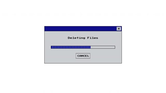 4K Retro Software Uninstaller Window and Deleting File Animation with Alpha Channel