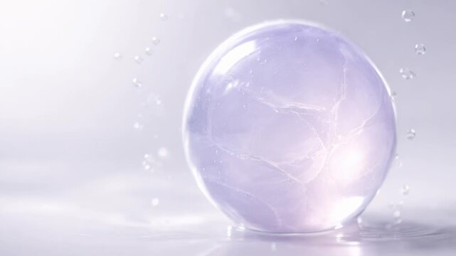 Serene Atmosphere Created by Soft Light Illuminating Translucent Glass Sphere with Gentle Reflections and Subtle Textures