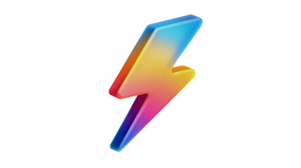 A vibrant 3d lightning bolt icon showcasing speed and energy in gradient colors