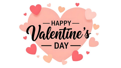 Valentine's day greeting card with pink hearts and festive typography