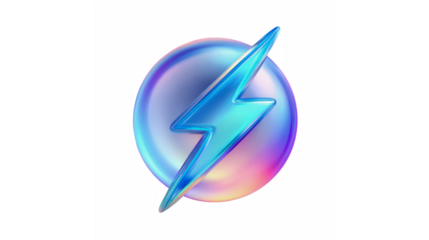Futuristic iridescent lightning bolt icon