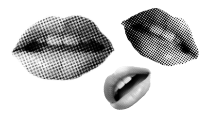 Woman Halftone Lips Set, Open and Closed Mouth Pop Art Style on transparent Background