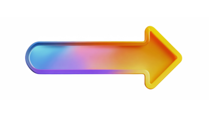 Glossy gradient arrow pointing to the right with a playful color scheme