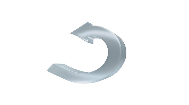 3d metallic arrow curving left on a black background