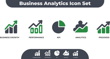 Business Analytics Icon Set for Data Analysis and Growth