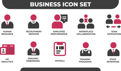 Business Icon Set for Human Resource Management and Team Collaboration