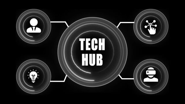 Technology Concept with Glowing and T E C H Sign on Black Background for Business and Innovation Visuals