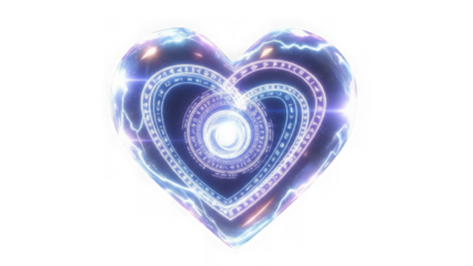 Abstract neon heart design isolated on transparent background