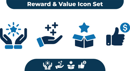 Reward and Value Icon Set for Business and Finance