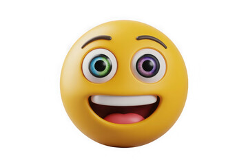 Bright yellow emoji with googly eyes 3d rendered joyful expression