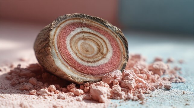 Handcarved tagua nut bead slice with perfect concentric patterns