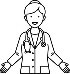 Smiling doctor woman with stethoscope in lab coat
