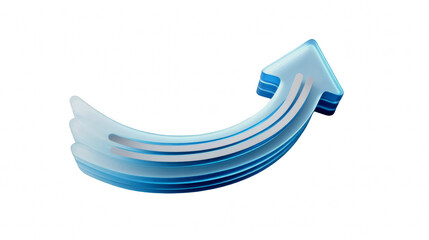 3d glowing blue arrow indicating upward progress and growth
