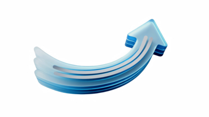 3d glowing blue arrow indicating upward progress and growth