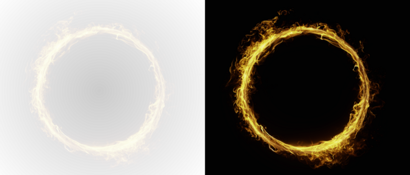 Glowing light round. Transparent PNG. PNG circle line creating a circular frame and round portal fire circle png - Powered by Adobe