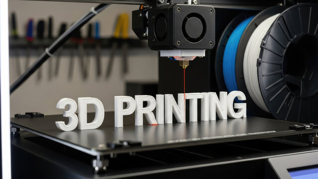 3D Printing Technology in Action Creating Text.