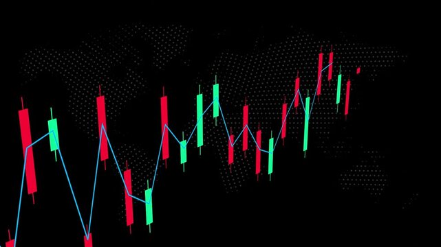 Financial Chart: Dynamic financial chart illustrating market trends, reflecting fluctuations in stock prices and offering insights into the ebb and flow of investments.