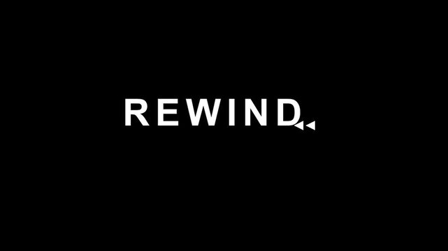 Rewind: A minimalist design, with the word REWIND set against a stark backdrop, evoking a sense of nostalgia. 