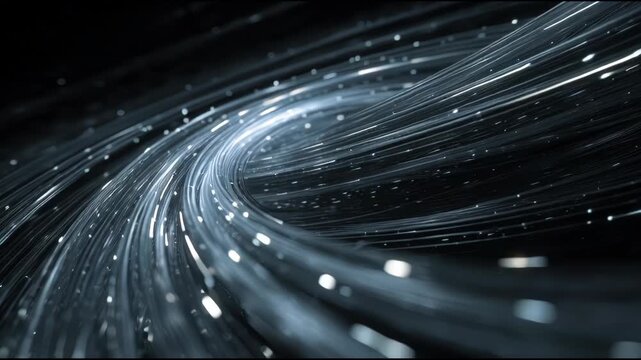 Abstract Light Trails in Motion Representing Data Flow and Connectivity.