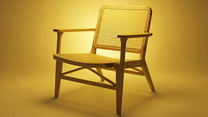 Rattan accent chair featuring a minimalist design with a natural finish for contemporary and stylish interiors