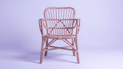 Rattan accent chair in vibrant lavender with a trendy design perfect for modern and chic interiors
