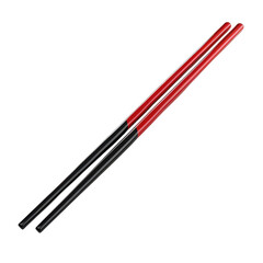 Red and black chopsticks on background
