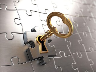 Puzzle and golden key.